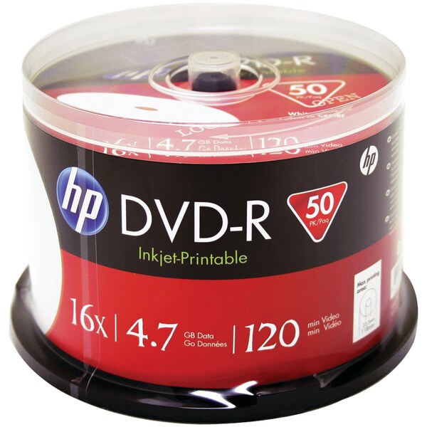 Hp Digital 4.7GB Printable DVD-R 50pcs Spindle DM16WJH050CB | Zoro